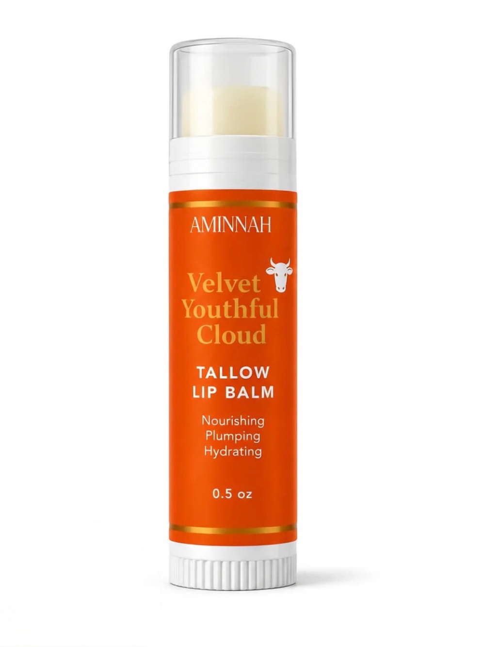 Aminnah Velvet Youthful Cloud Tallow Plumping Lip Balm - Orange Flavor, 0.5 oz